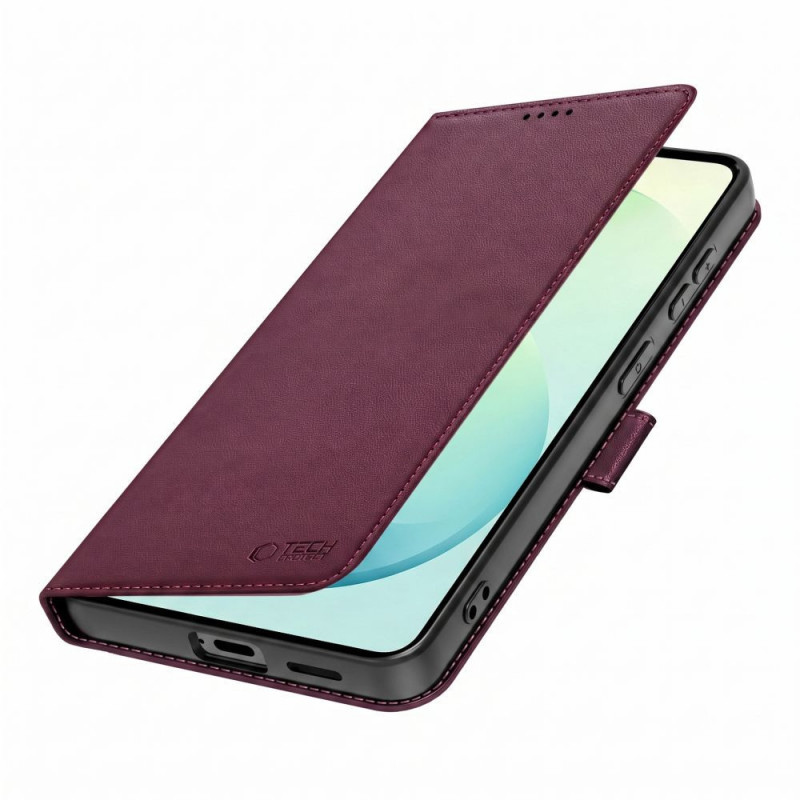 Θήκη πορτοφόλι Tech-Protect για Samsung Galaxy S26 FE, βουργουνδί
