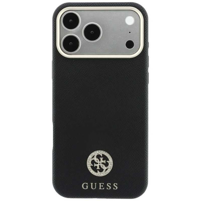 Guess GUE005537-0 Grained Round Strass Logo MagSafe θήκη για Apple iPhone 18 Pro Max / 17 Pro Max, μαύρη
