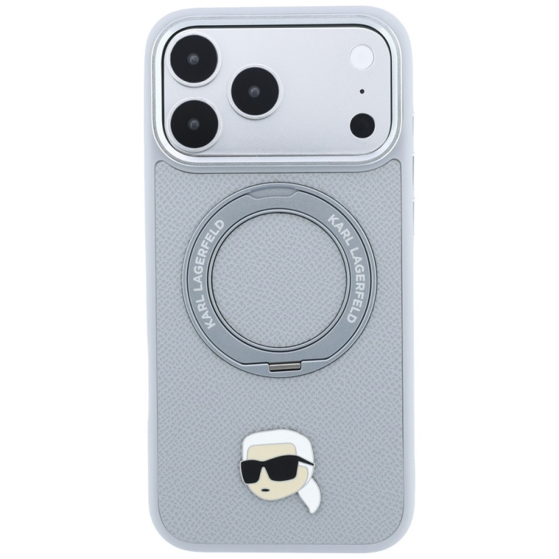 Θήκη Karl Lagerfeld with Ring Stand 360 Karl Head Pin MagSafe για Apple iPhone 18 Pro Max / 17 Pro Max, γκρι (KF003236)