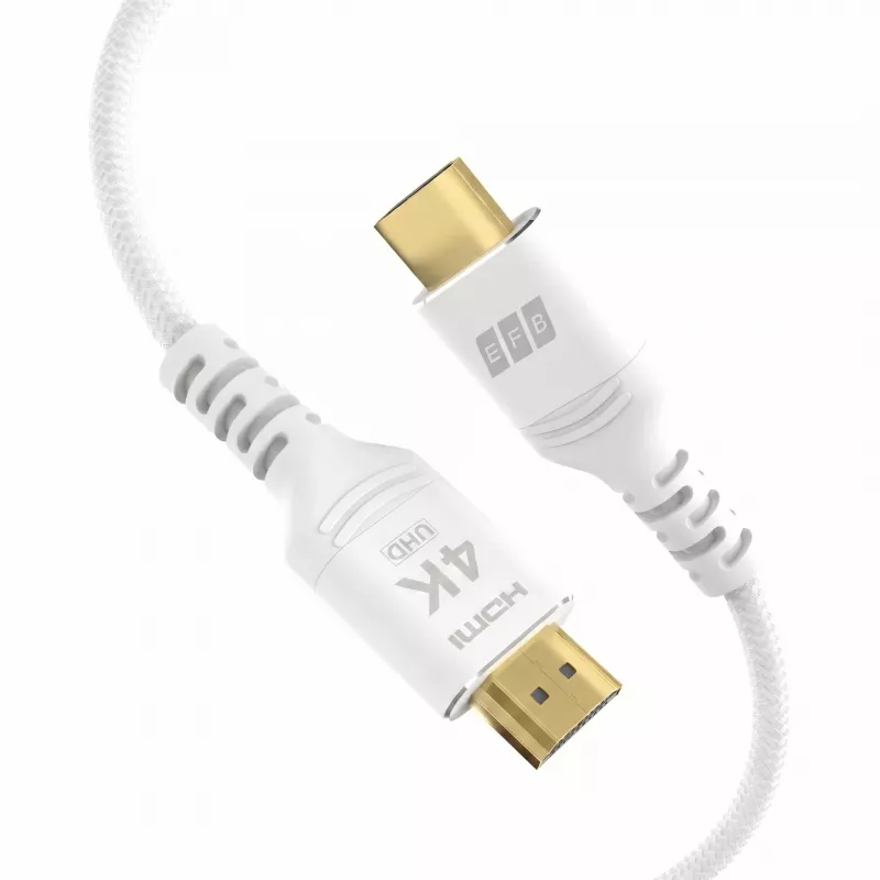 EFB Elektronik HDMI-20-00013 Καλώδιο HDMI High Speed με Ethernet, 4K60Hz, 18 Gbit/s, 2 m, Λευκό, συμβατό με HDMI 2.0