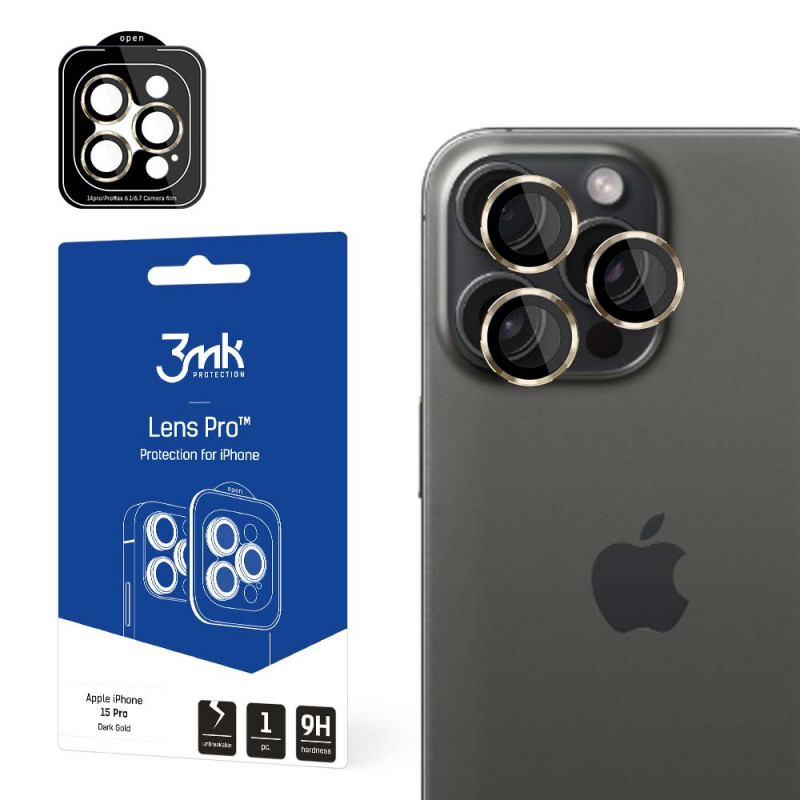 3MK Lens Protection Pro Apple iPhone 15 Pro, σκούρο χρυσό