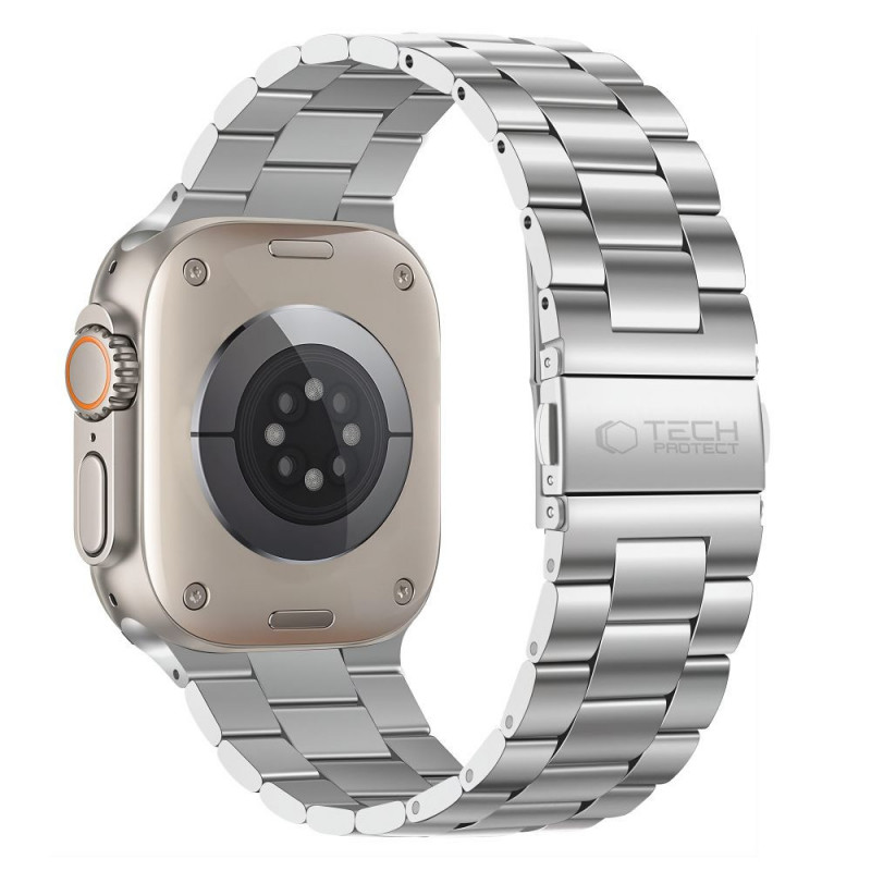 Tech-Protect Stainless λουράκι από ανοξείδωτο ατσάλι για Apple Watch 8 / 9 / 10 / 11 / 12 / SE / Ultra (44 / 45 / 46 / 49 mm), ασημί