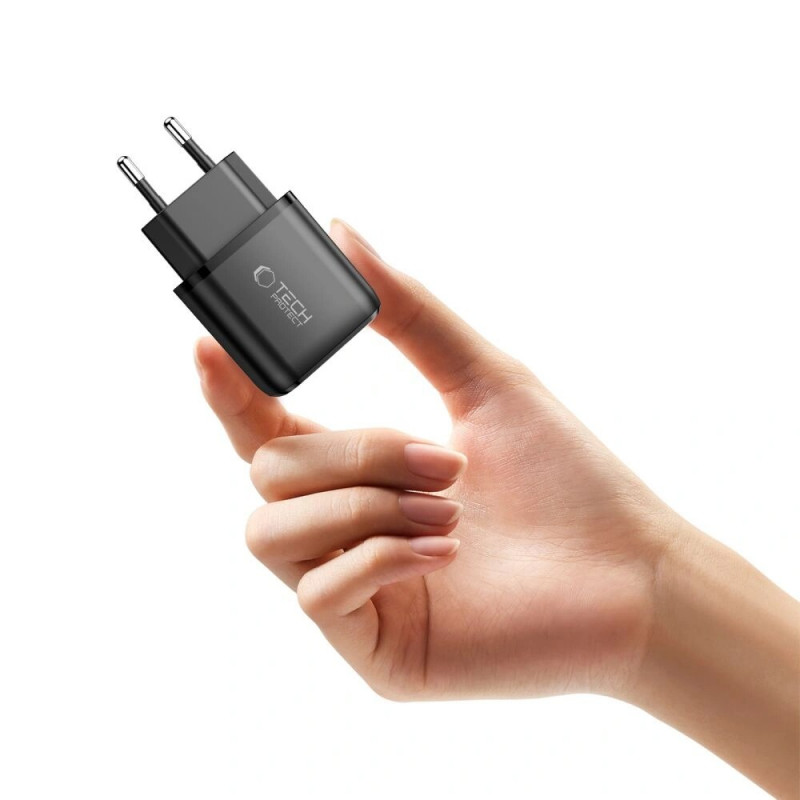 Tech-Protect NCA20 φορτιστής τοίχου USB-A / USB-C PD 20W / QC3.0, μαύρος