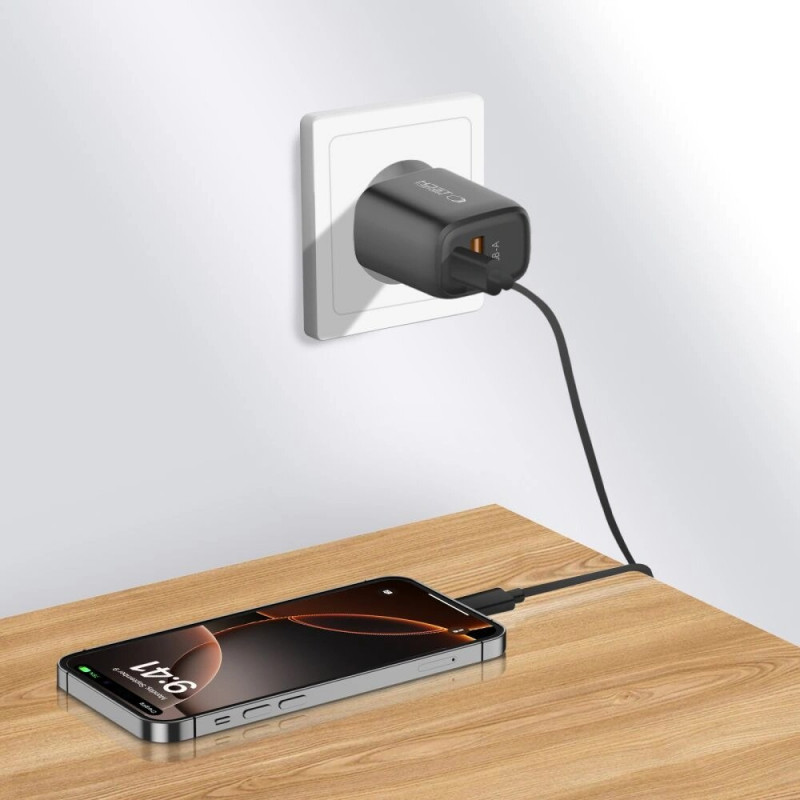 Tech-Protect NCA20 φορτιστής τοίχου USB-A / USB-C PD 20W / QC3.0, μαύρος