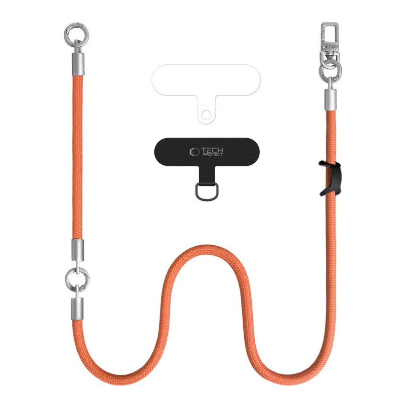 Tech-Protect C10S Rope Crossbody & Wrist σετ λουριών τηλεφώνου, Πορτοκαλί/Τιτάνιο