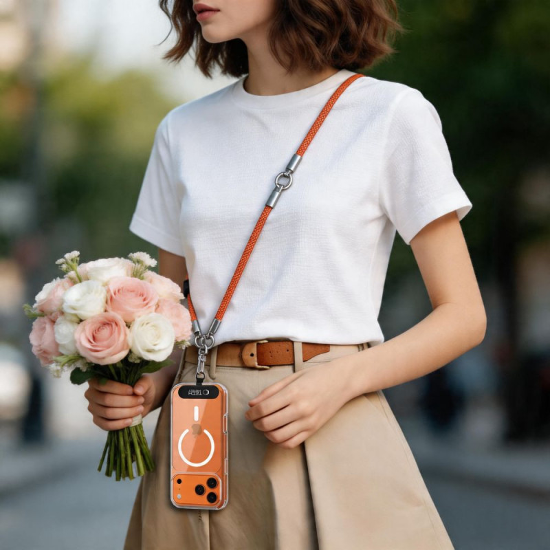 Tech-Protect C10S Rope Crossbody & Wrist σετ λουριών τηλεφώνου, Πορτοκαλί/Τιτάνιο