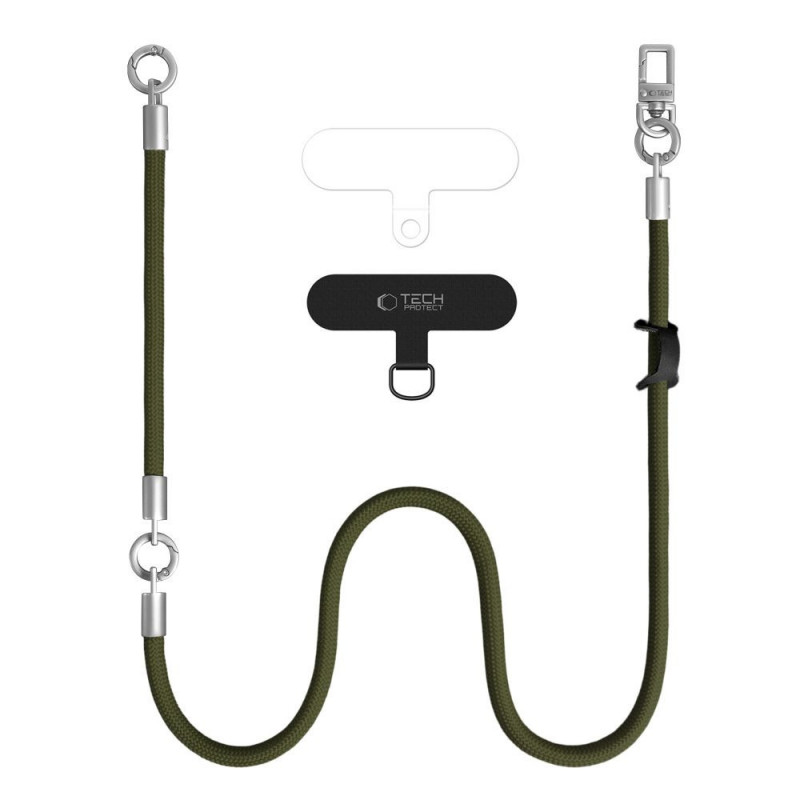 Tech-Protect C10S Rope Crossbody & Wrist σετ λουριών τηλεφώνου, Πράσινο λαδί/Τιτάνιο