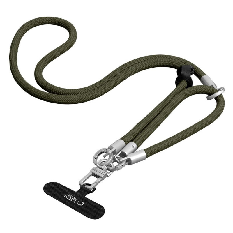 Tech-Protect C10S Rope Crossbody & Wrist σετ λουριών τηλεφώνου, Πράσινο λαδί/Τιτάνιο