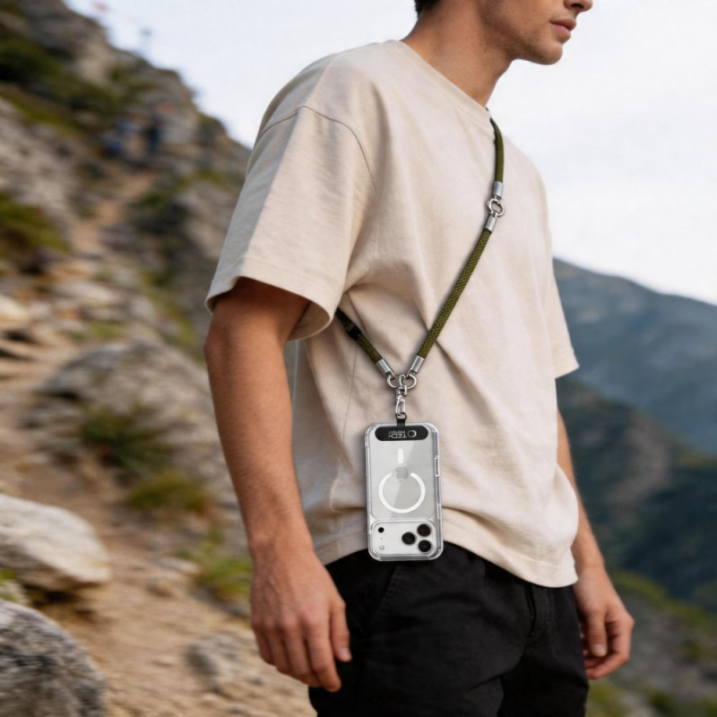 Tech-Protect C10S Rope Crossbody & Wrist σετ λουριών τηλεφώνου, Πράσινο λαδί/Τιτάνιο