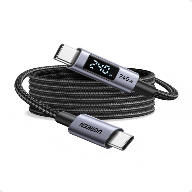 Ugreen L530 καλώδιο USB-C σε USB-C, PD 240 W, 480 Mbps, με οθόνη, 2 m, μαύρο