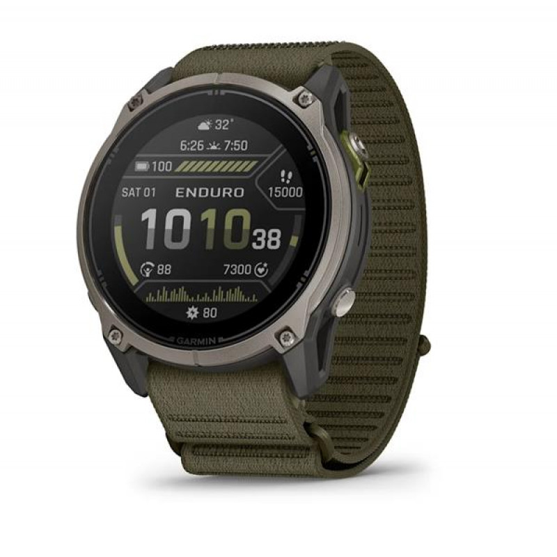 Έξυπνο ρολόι GPS Garmin Enduro 4 με υφασμάτινο λουράκι ComfortFit σκούρου ελιάς (010-04799-01)