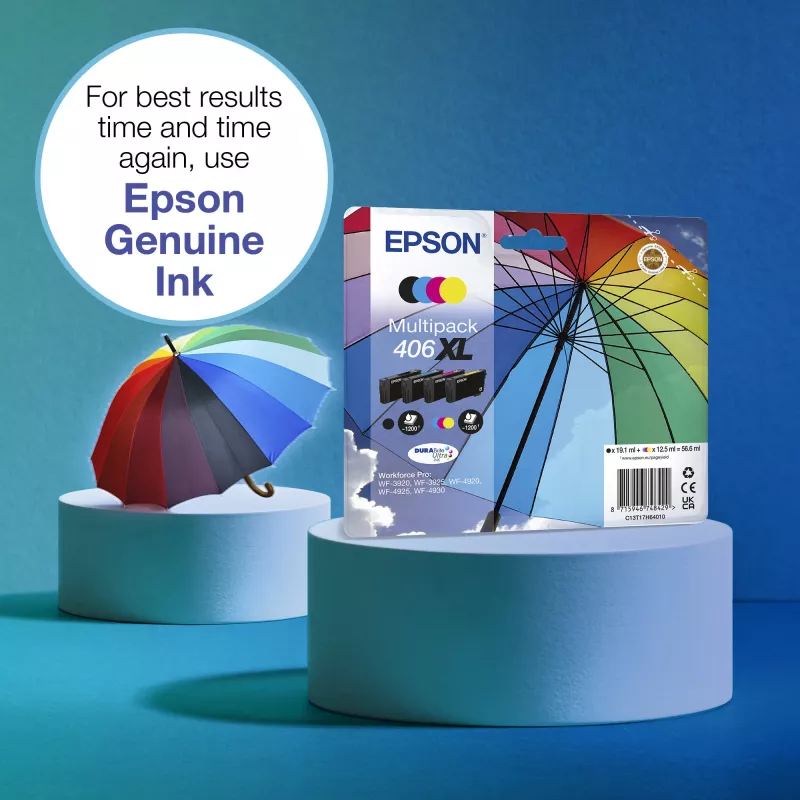 Epson 406XL Umbrella DURABrite Ultra πολλαπλή συσκευασία EasyMail πακέτο 4, XL (C13T17H64510)