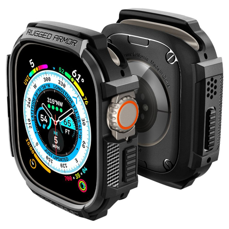 Spigen Rugged Armor θήκη για Apple Watch Ultra 49 mm, μαύρη ματ