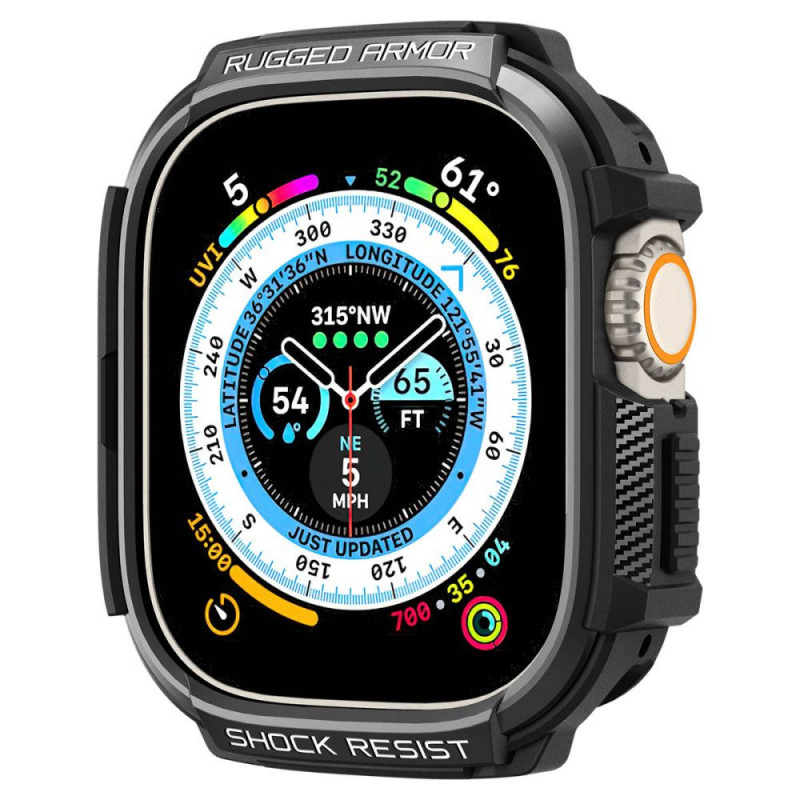 Spigen Rugged Armor θήκη για Apple Watch Ultra 49 mm, μαύρη ματ