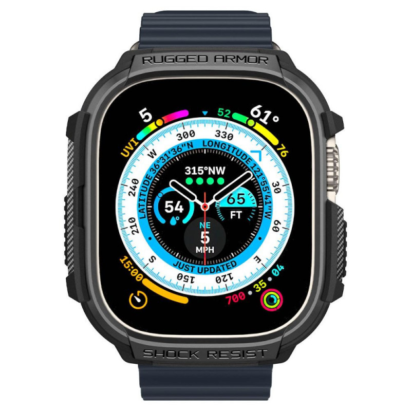 Spigen Rugged Armor θήκη για Apple Watch Ultra 49 mm, μαύρη ματ