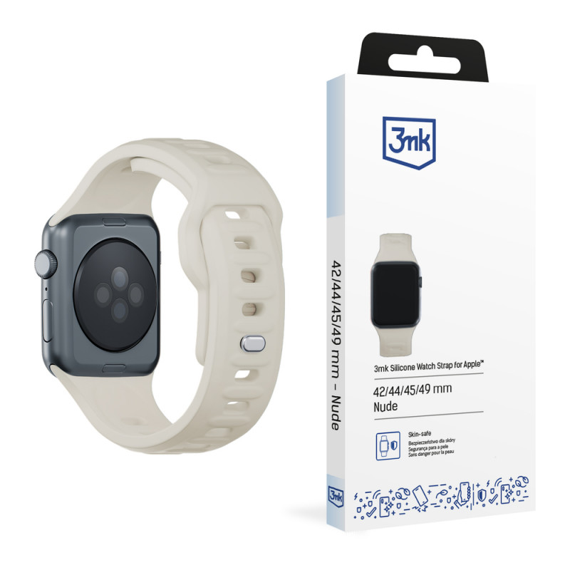 Λουράκι ρολογιού σιλικόνης 3mk για Apple Watch 42/44/45/49 mm, μπεζ