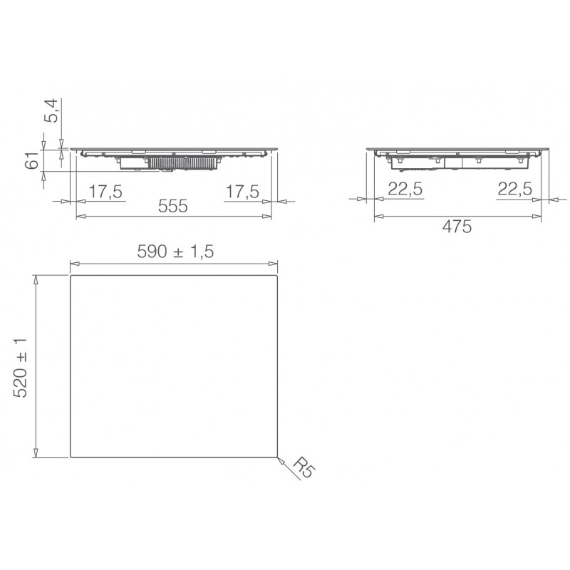 Elica Primis 604 Plus PRF0199861 Εντοιχιζόμενη Επαγωγική Εστία, 60 cm, 4 Ζώνες, Μαύρη
