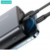 USAMS PB59 US-CD165 Power Bank 30000 mAh, 65 W, 2x QC3.0 + PD, μαύρο, με καλώδιο USB-C σε USB-C