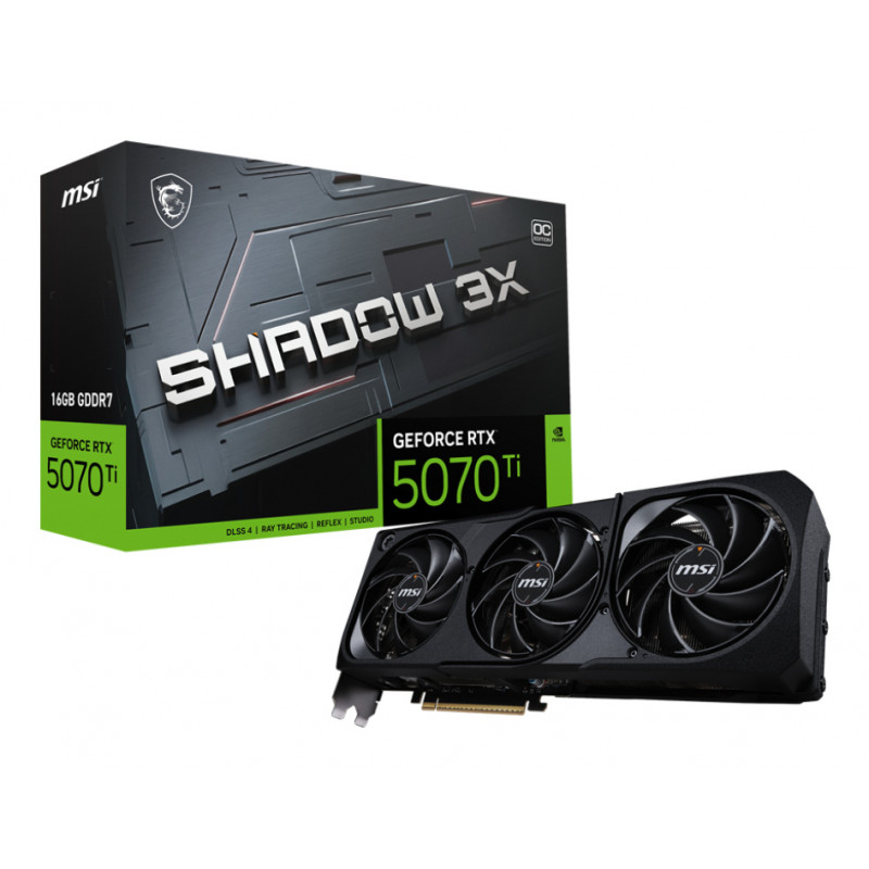 Κάρτα γραφικών MSI GeForce RTX 5070 Ti 16G Shadow 3X OC, 16 GB GDDR7, 3 ανεμιστήρες