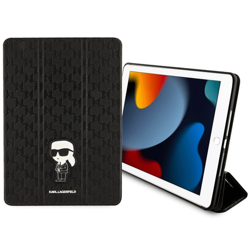 Karl Lagerfeld KLFC10SAKHPKK Saffiano Monogram Ikonik Θήκη βιβλίου για Apple iPad 10.2 (7η, 8η, 9η γενιά), μαύρη