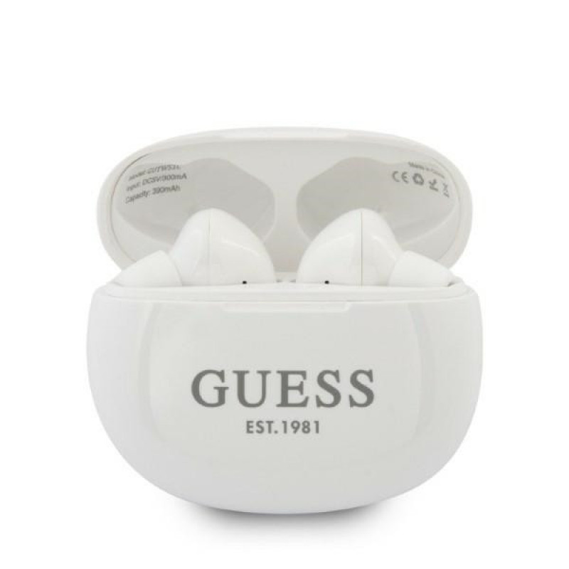 Guess GUTWS1CWHTWS Ασύρματα ακουστικά in-ear με βάση φόρτισης, Bluetooth 5.0, λευκά