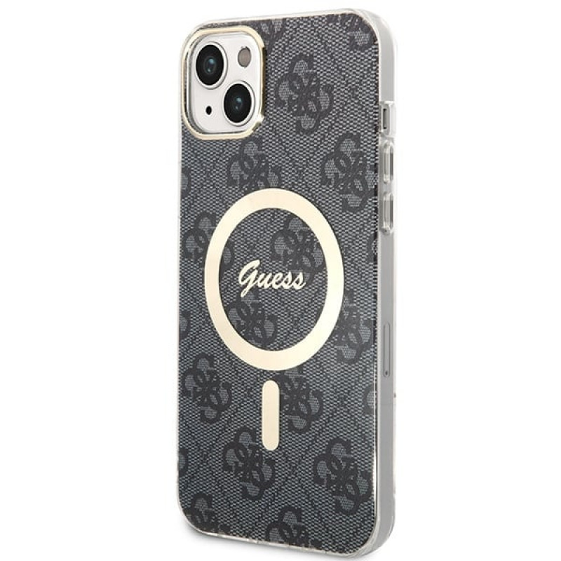 Guess GUBPP14SH4EACSK Θήκη σκληρή για Apple iPhone 14 + Ασύρματος φορτιστής, 4G Print, MagSafe, μαύρο