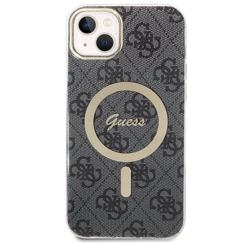 Guess GUBPP14SH4EACSK Θήκη σκληρή για Apple iPhone 14 + Ασύρματος φορτιστής, 4G Print, MagSafe, μαύρο