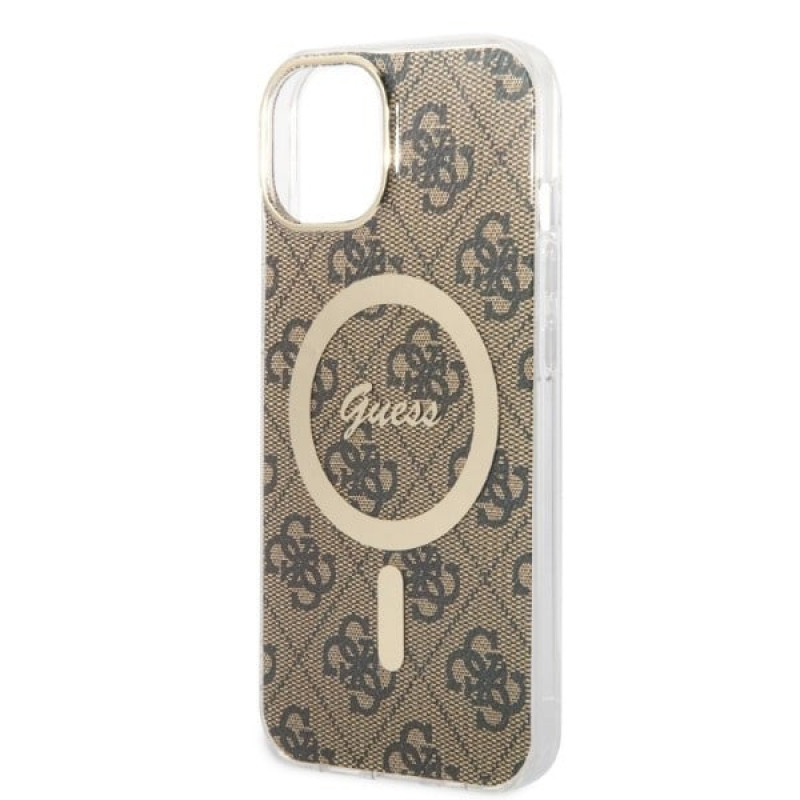 Guess GUBPP14SH4EACSW Θήκη για Apple iPhone 14 + Ασύρματος Φορτιστής, 4G Print, MagSafe, καφέ
