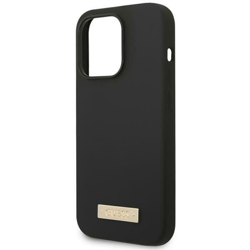 Guess GUHMP14XSBPLK Apple iPhone 14 Pro Max θήκη σκληρή, Silicone Logo Plate MagSafe, μαύρη