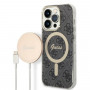 Θήκη Guess GUBPP14XH4EACSK + Ασύρματος Φορτιστής Apple iPhone 14 Pro Max Μαύρη Σκληρή Θήκη, 4G Print, MagSafe