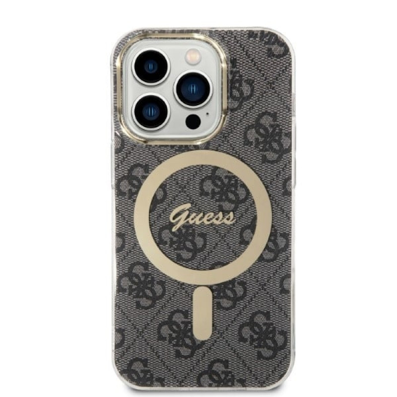 Θήκη Guess GUBPP14XH4EACSK + Ασύρματος Φορτιστής Apple iPhone 14 Pro Max Μαύρη Σκληρή Θήκη, 4G Print, MagSafe