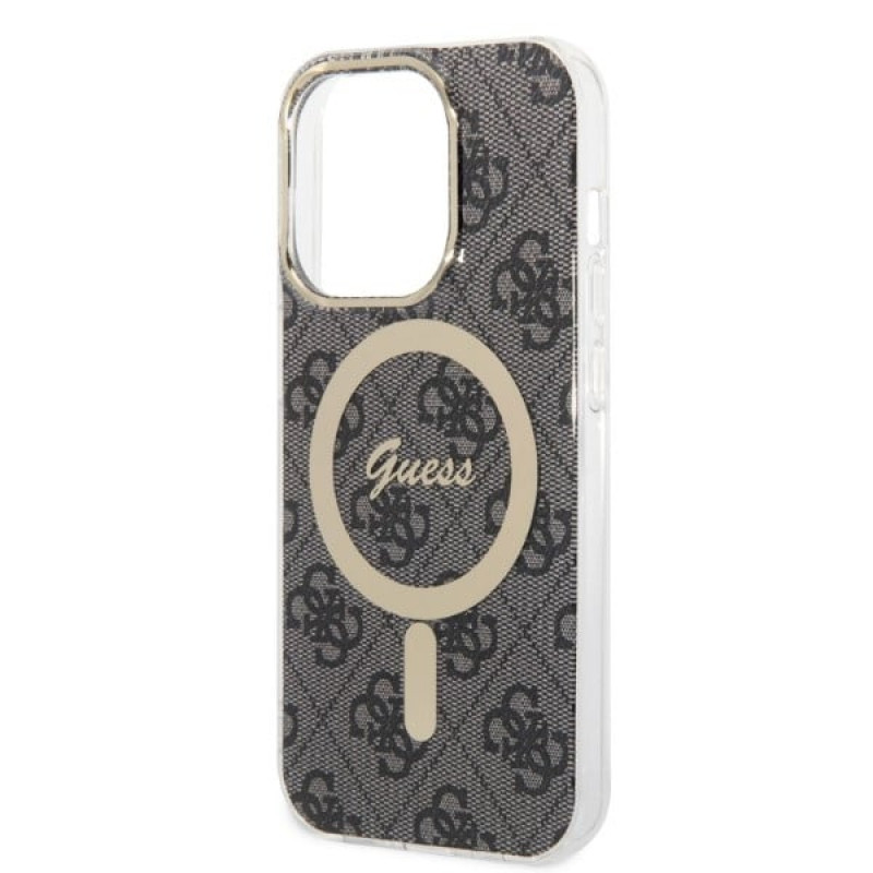 Θήκη Guess GUBPP14XH4EACSK + Ασύρματος Φορτιστής Apple iPhone 14 Pro Max Μαύρη Σκληρή Θήκη, 4G Print, MagSafe