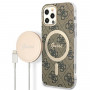 Guess GUBPP12MH4EACSW Θήκη + Ασύρματος Φορτιστής Apple iPhone 12 / iPhone 12 Pro Καφέ Hardcase, 4G Print, MagSafe