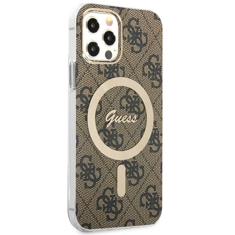 Guess GUBPP12MH4EACSW Θήκη + Ασύρματος Φορτιστής Apple iPhone 12 / iPhone 12 Pro Καφέ Hardcase, 4G Print, MagSafe
