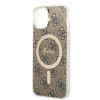 Θήκη + Ασύρματος Φορτιστής Guess GUBPP14MH4EACSW για Apple iPhone 14 Plus / iPhone 15 Plus, Καφέ Hardcase, 4G Print, MagSafe