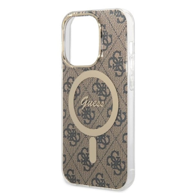 Guess GUBPP14XH4EACSW Θήκη + Ασύρματος Φορτιστής Apple iPhone 14 Pro Max Καφέ Hardcase, 4G Print, MagSafe