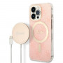 Θήκη + Ασύρματος Φορτιστής Guess GUBPP13LH4EACSP για Apple iPhone 13 Pro ροζ hardcase, 4G Print, MagSafe