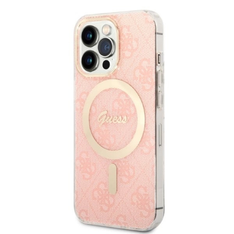 Θήκη + Ασύρματος Φορτιστής Guess GUBPP13LH4EACSP για Apple iPhone 13 Pro ροζ hardcase, 4G Print, MagSafe