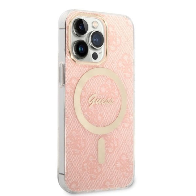 Θήκη + Ασύρματος Φορτιστής Guess GUBPP13LH4EACSP για Apple iPhone 13 Pro ροζ hardcase, 4G Print, MagSafe