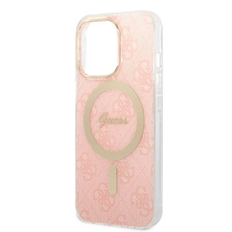 Θήκη + Ασύρματος Φορτιστής Guess GUBPP13LH4EACSP για Apple iPhone 13 Pro ροζ hardcase, 4G Print, MagSafe