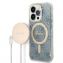 Guess GUBPP14XH4EACSB Θήκη + Ασύρματος Φορτιστής Apple iPhone 14 Pro Max Μπλε Σκληρή Θήκη, 4G Print, MagSafe