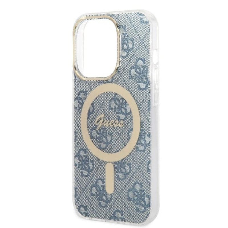 Guess GUBPP14XH4EACSB Θήκη + Ασύρματος Φορτιστής Apple iPhone 14 Pro Max Μπλε Σκληρή Θήκη, 4G Print, MagSafe
