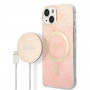Θήκη + Ασύρματος Φορτιστής Guess GUBPP14MH4EACSP για Apple iPhone 14 Plus / iPhone 15 Plus, Ροζ, Σκληρή Θήκη, 4G Print, MagSafe