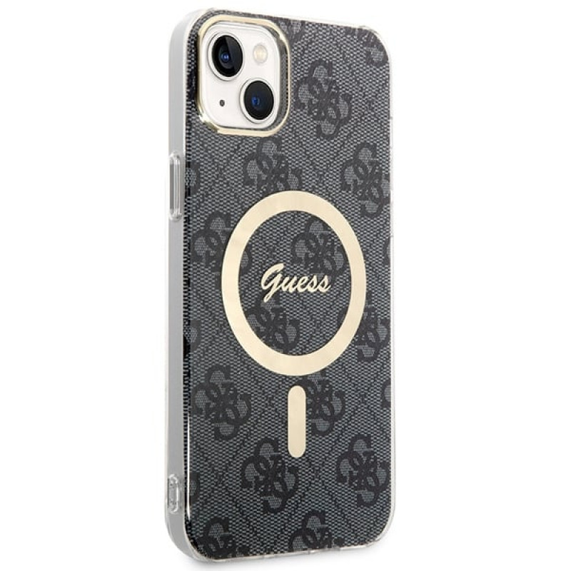 Guess GUBPP14MH4EACSK Θήκη + Ασύρματος Φορτιστής Apple iPhone 14 Plus / iPhone 15 Plus Μαύρη Σκληρή Θήκη, 4G Print, MagSafe