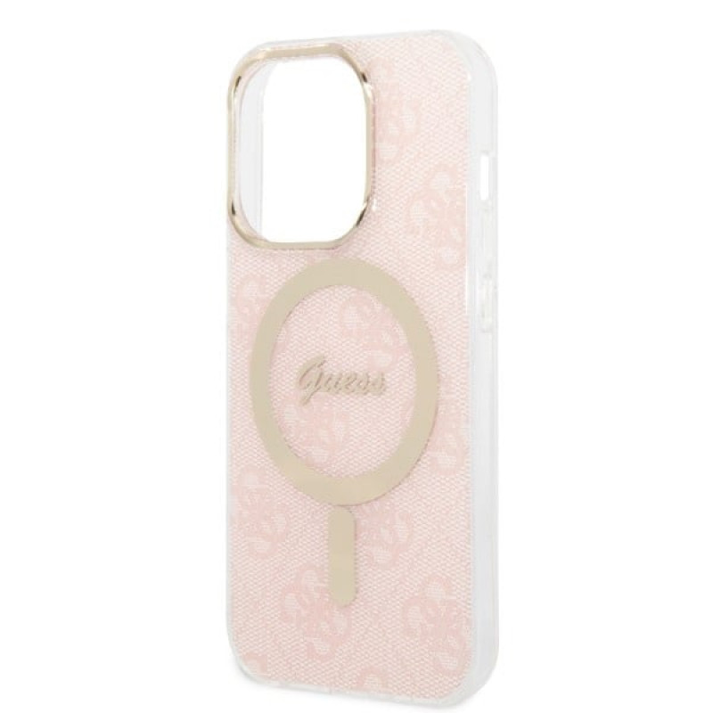 Guess GUBPP14LH4EACSP Θήκη + Ασύρματος Φορτιστής Apple iPhone 14 Pro Ροζ Σκληρή Θήκη, 4G Print, MagSafe