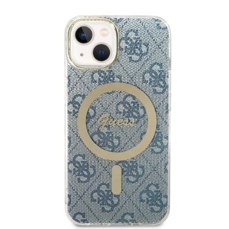Guess GUBPP14MH4EACSB Θήκη + Ασύρματος Φορτιστής Apple iPhone 14 Plus / iPhone 15 Plus Μπλε Σκληρή Θήκη, 4G Print, MagSafe
