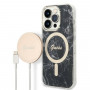 Guess GUBPP14XHMEACSK Θήκη + Ασύρματος Φορτιστής Apple iPhone 14 Pro Max Μαύρη Σκληρή Θήκη, Marble, MagSafe