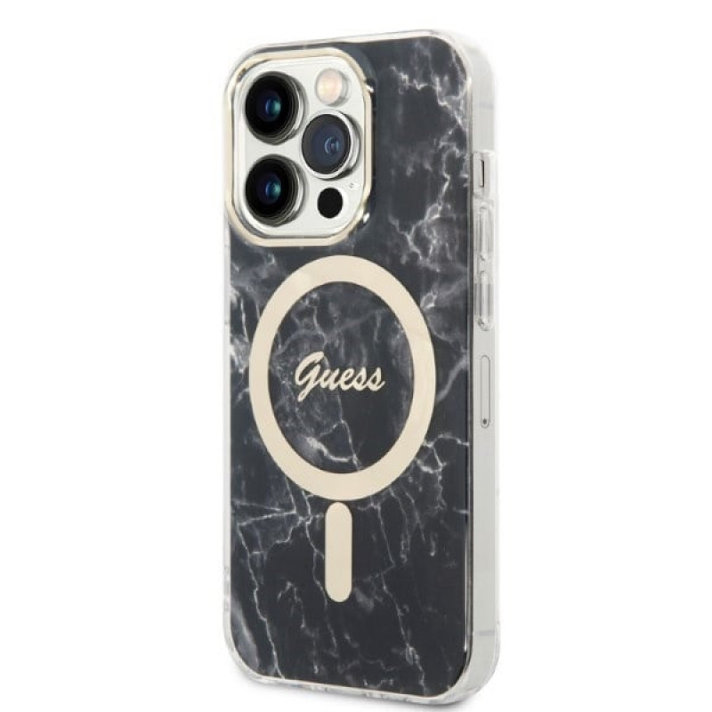 Guess GUBPP14XHMEACSK Θήκη + Ασύρματος Φορτιστής Apple iPhone 14 Pro Max Μαύρη Σκληρή Θήκη, Marble, MagSafe