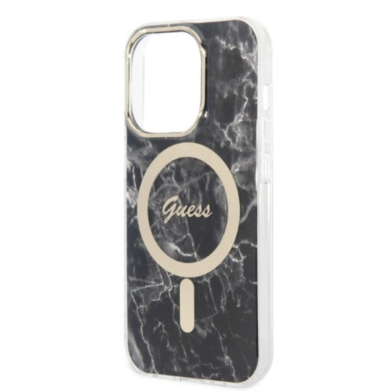Guess GUBPP14XHMEACSK Θήκη + Ασύρματος Φορτιστής Apple iPhone 14 Pro Max Μαύρη Σκληρή Θήκη, Marble, MagSafe