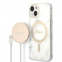 Guess GUBPP14MHMEACSH Θήκη + Ασύρματος Φορτιστής Apple iPhone 14 Plus / iPhone 15 Plus Λευκή Σκληρή Θήκη, Marble, MagSafe